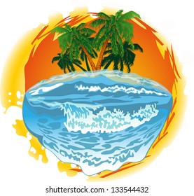 The sun and the sea. icon illustration