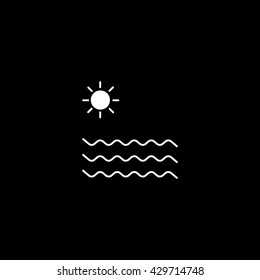 Sun and Sea Icon On Black Background