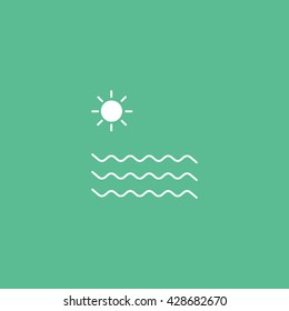 Sun and Sea Icon On Green Background