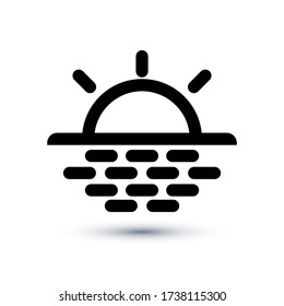 Sun and sea icon, outline vector sign, linear style pictogram isolated on white. Symbol, logo illustration. Editable stroke. Eps10 vector illustration.