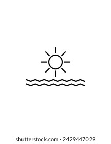 sun with sea icon, vector best line icon.