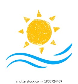 Sun and Sea Icon. Vector illustration.