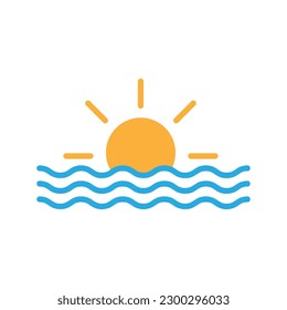 Sun and sea icon, vector illustration. vector sun and sea icon illustration isolated on white background..eps