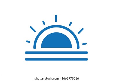 Sun and sea icon vector isolate blue version