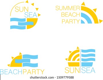 Sun sea icon and vector logo