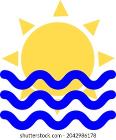 Sun and sea, illustration, vector, on a white background.