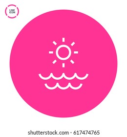 Sun sea line vector icon