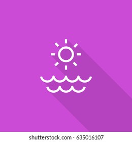 Sun sea line vector icon