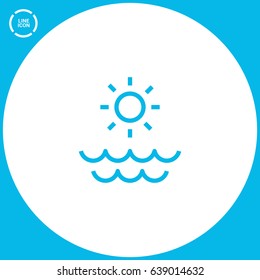 Sun sea line vector icon