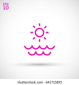 Sun sea line vector icon
