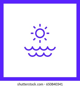 Sun sea line vector icon