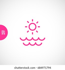Sun sea line vector icon