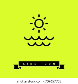 Sun sea line vector icon