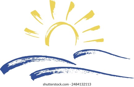 Sun and Sea logo, Beach Logo, Beach Sunset Logo, Wave Logo