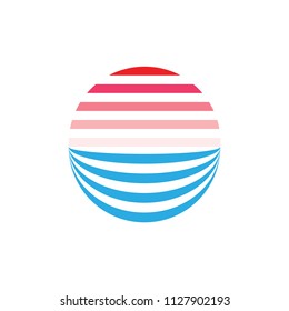 Sun and Sea logo design line art