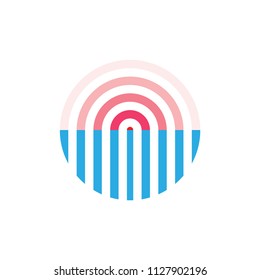 Sun and Sea logo design line art