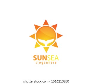 Sun sea logo design sign