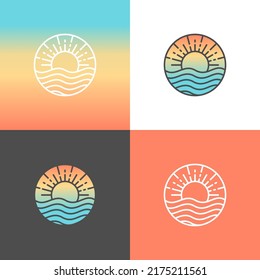 Sun and sea logo design template