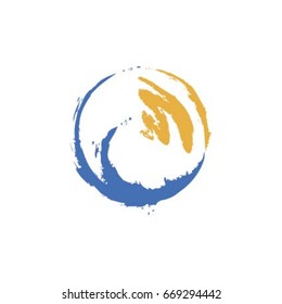 sun and sea  logo design template abstract