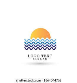 Sun & Sea Logo. Vorlage für Symbol und Vektorillustration.