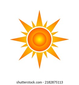 Sun and sea logo, wave icon. Hot yellow sun. Summer landscape, vector illustration
