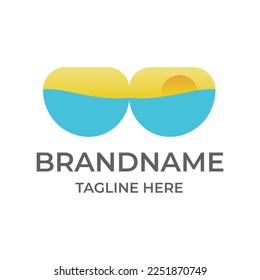 Sun and Sea Modern Logo Icon