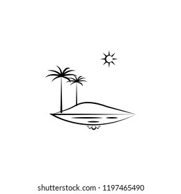 sun sea palma tree icon. Element of landscape icon for mobile concept and web apps. Hand drawn sun sea palma tree icon can be used for web and mobile