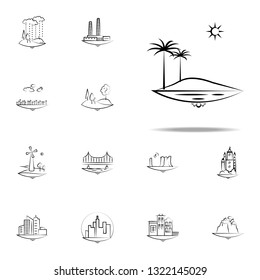 sun sea palma tree icon. Landspace icons universal set for web and mobile