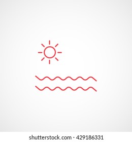 Sun and Sea Red Icon On White Background