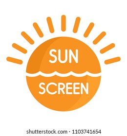 Sun sea screen uv logo. Flat illustration of sun sea screen uv vector logo for web design