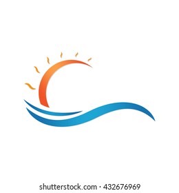 Sun and sea. Summer vector illustration
