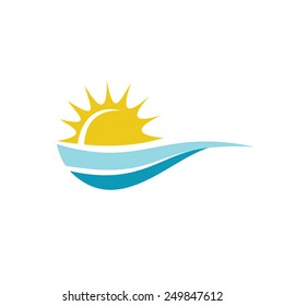 Sun with sea surface logo template