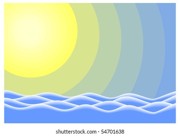 The Sun And The Sea . Vector abstract illustration.