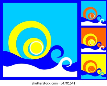 The Sun And The Sea . Vector abstract illustration.