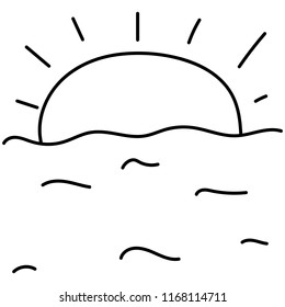 sun, sea, vector icon