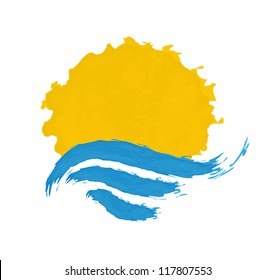 The sun and the sea. Vector icon illustration