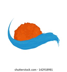 The sun and the sea. Vector icon illustration