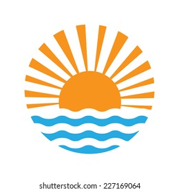 The sun and the sea. Vector icon illustration