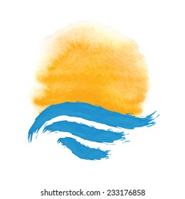 The sun and the sea. Vector icon illustration