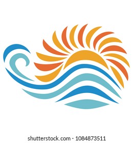 Sun and sea. Vector illustration