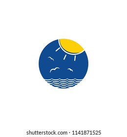 Sun and sea vector illustration