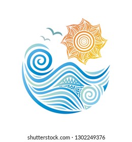 Sun and sea. Vector illustration