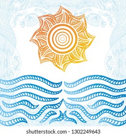 Sun and sea. Vector illustration