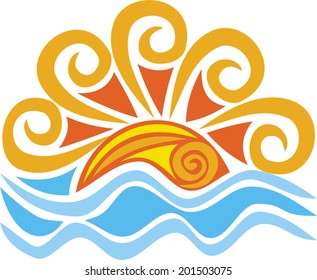 Sun and sea vector illustration