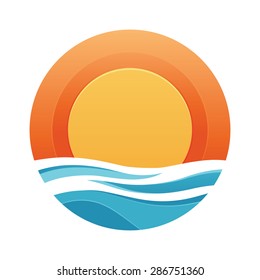 Sun and sea. Vector illustration.