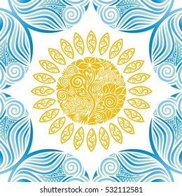 Sun and sea. Vector illustration.