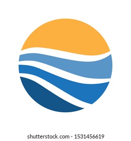 sun and sea, vector logo icon 