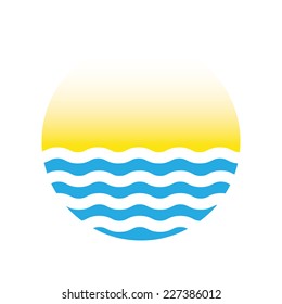 Die Sonne und das Meer. Vektorlogo-Illustration