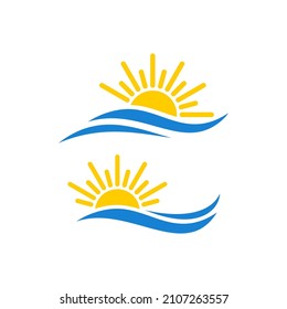 Sun and sea vector stock icon illustration