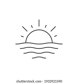 Sun and sea water icon design. vector illustration